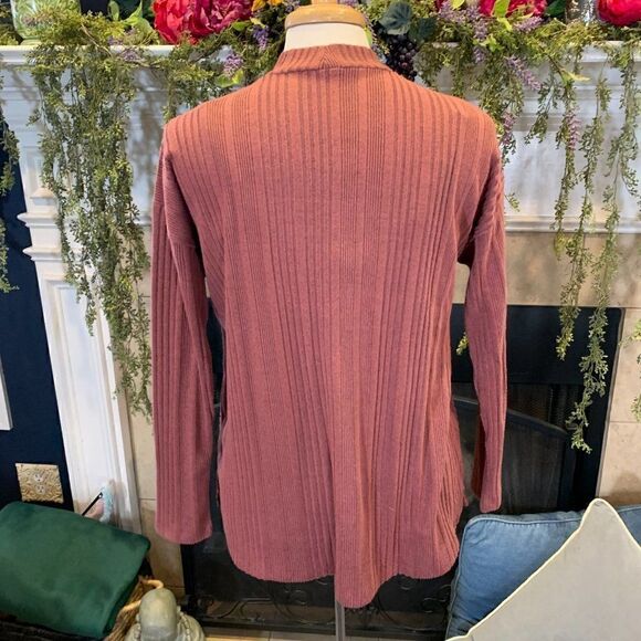 Lane Bryant 14/16 mauve dusty rose mock chevron brushed texture long sleeve top - Picture 4 of 9